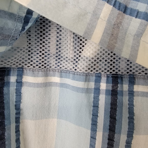 Vintage Woolrich Mens XL Blue Plaid Zipper Pocket Short Sleeve‎ Vented Shirt - Picture 10 of 10